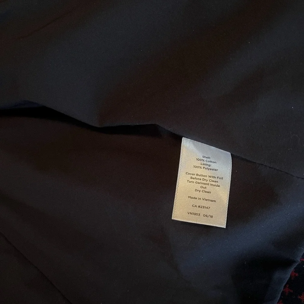 Talbots Aberdeen Knit 1 Button Blazer Jacket 14W‎ Navy Blue Red Mandarin Collar